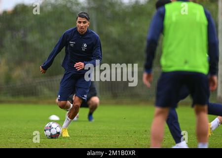 Ibrahim Salah de Gent photographié en action lors d'une session d'entraînement au camp d'entraînement d'hiver de l'équipe belge de football de première division KAA Gent à Oliva, Espagne, dimanche 11 décembre 2022. BELGA PHOTO LUC CLAESSEN Banque D'Images