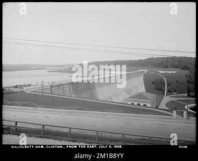 Barrage de Wachusett, entrée du bâtiment depuis la rue Boylston à l'abattement, de l'est, Clinton, Mass., 5 juillet, 1906 , ouvrages d'eau, barrages Banque D'Images