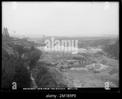 Barrage de Wachusett, du viaduc, Clinton, Massachusetts, septembre 2, 1903 , ouvrages d'eau, barrages, chantiers de construction Banque D'Images