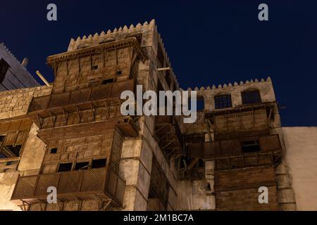 Djeddah, Arabie Saoudite, décembre 04 2022 - ancienne ville historique de Djeddah. Bâtiment ancien - patrimoine historique village Al Balad Banque D'Images