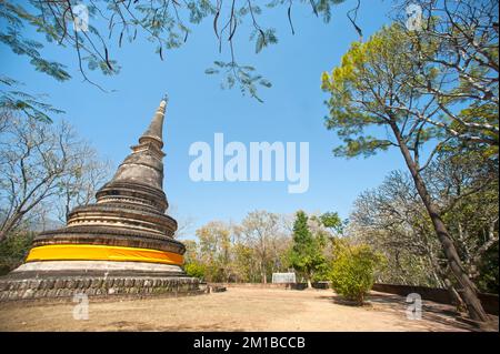 Ancien Chindi, Wat Umong Suan Phuttham, construit en 1297, est un vieux temple dans la forêt de la montagne dans la ville de Chiang Mai en Thaïlande. Banque D'Images