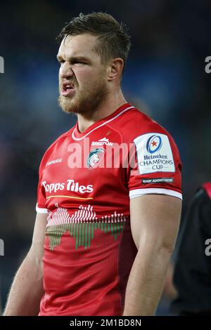 Swansea, Royaume-Uni. 11th décembre 2022. Ollie Chessum de Leicester lors du match de rugby de la coupe des champions Osprey v Leicester. Crédit : Gruffydd Thomas/Alay Live News Banque D'Images