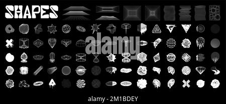 Pack graphique futuriste. Formes géométriques universelles. Cyberpunk Illustration de Vecteur