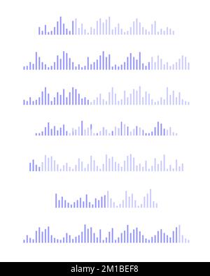 Icônes d'onde sonore. Messages vocaux. Pictogrammes de fichier audio. Symboles d'enregistrement, de pouls ou de messagerie vocale. Éléments de messagerie en ligne, flux, radio, podcast interface d'application mobile isolée sur fond blanc Illustration de Vecteur