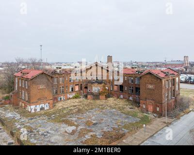 Carr School, école abandonnée dans le nord de St Louis Banque D'Images