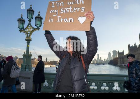 11 décembre 2022: Des centaines d'activistes iraniens marchaient aujourd'hui de l'oeil de Londres à la place Trafalgar à Londres.la marche a eu lieu pour coïncider avec la journée internationale des droits de l'homme. La démonstration à Londres a été organisée par le groupe de base de femmes BE Irans Voice et le groupe de droits d'Iran Voice of Iran. (Image de crédit: © Velar Grant/ZUMA Press Wire) Banque D'Images