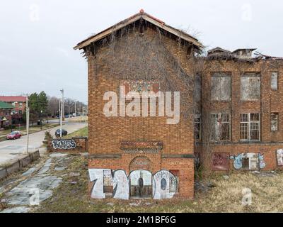 Carr School, école abandonnée dans le nord de St Louis Banque D'Images