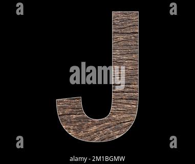 Lettre J majuscule de l'alphabet - texture rustique du cortex de l'arbre Banque D'Images