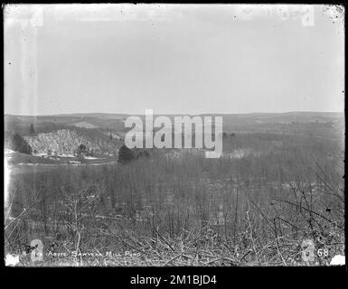 Réservoir Wachusett, vallée de la rivière Nashua, au-dessus de l'étang Sawyer's Mills, à l'ouest, Boylston, Mass., 28 mars, 1896 , ouvrages d'eau, réservoirs, structures de distribution d'eau, vues générales, site de préconstruction Banque D'Images