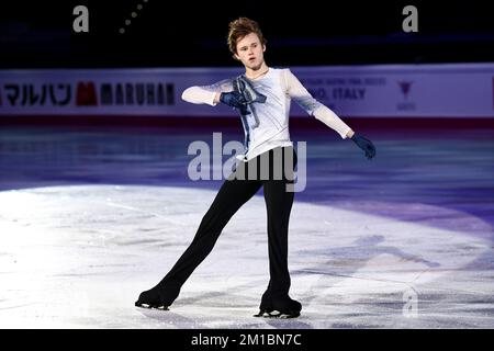 Turin, Italie. 11th décembre 2022. Ilia Malinin des États-Unis se produit à l'exposition Gala au cours du quatrième jour de la finale du Grand Prix de patinage artistique de l'UIP. Credit: Nicolò Campo/Alay Live News Banque D'Images