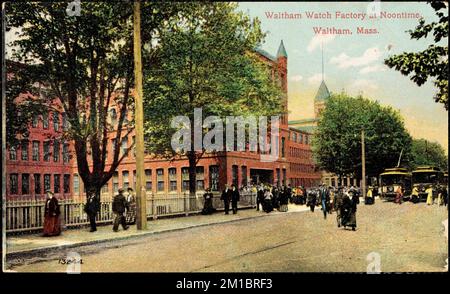 Waltham Watch Factory à noontime, Waltham, Massachusetts. , Usines, horlogerie, Waltham Watch Company. Collection Waltham Room Banque D'Images