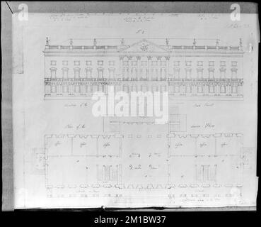 Washington, District de Columbia, cartes et plans, élévation et section de la Chambre du Sénat, soumis par Samuel McIntyre, 1793 , installations gouvernementales, plans. Collection de négatifs sur plaque de verre de Frank cousins Banque D'Images