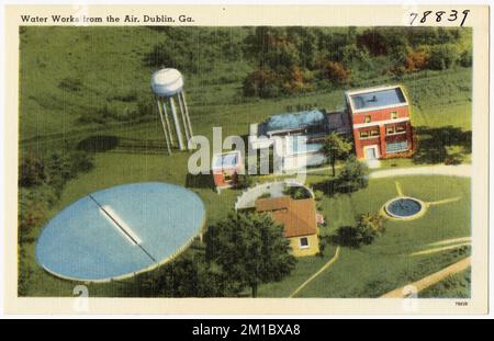 L'eau fonctionne de l'air, Dublin, Géorgie , Installations industrielles, Collection Tichnor Brothers, cartes postales des États-Unis Banque D'Images