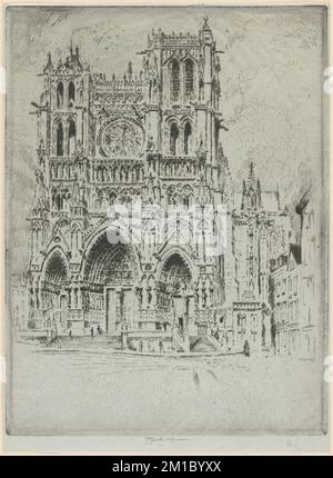 Le front ouest, Amiens , cathédrales, Cathédrale d'Amiens. Joseph Pennell (1857-1926). Impressions et mises en plan Banque D'Images