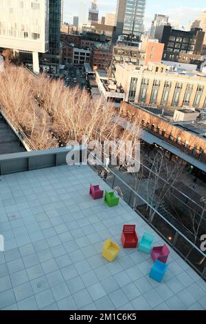 New York, États-Unis : vue sur le toit du Whitney Museum of Art de New York Banque D'Images