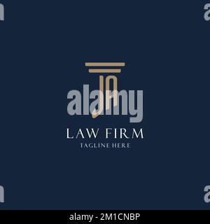 JA initiale monogramme logo pour le bureau du droit, avocat, avocat avec des idées de conception de style de pilier Illustration de Vecteur
