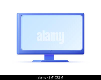 3D moniteur PC Cartoon isolé Illustration de Vecteur