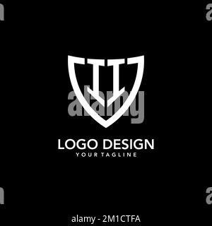 II monogramme logo initial avec Clean Modern Shield icône design inspiration Illustration de Vecteur