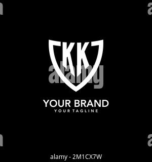 KK monogramme logo initial avec Clean Modern Shield Icon design inspiration Illustration de Vecteur