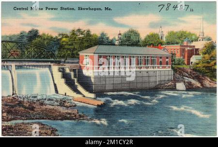 Centrale électrique du Maine, Skowhegan, Me. , Dams, Tichnor Brothers Collection, cartes postales des États-Unis Banque D'Images