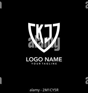 KJ monogramme logo initial avec Clean Modern Shield icône design inspiration Illustration de Vecteur