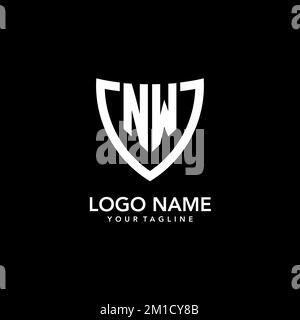 NW monogramme logo initial avec Clean Modern Shield icône design inspiration Illustration de Vecteur