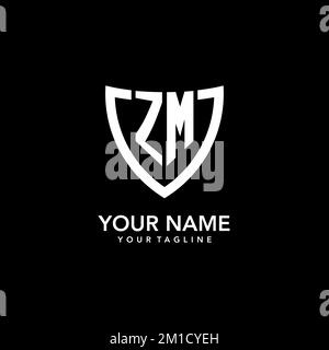 ZM monogramme logo initial avec Clean Modern Shield icône design inspiration Illustration de Vecteur