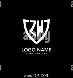 ZW monogramme logo initial avec Clean Modern Shield icône design inspiration Illustration de Vecteur