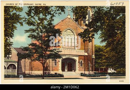 Église de l'Epiphanie, Sayre, PA. , Églises, Collection des frères Tichnor, cartes postales des États-Unis Banque D'Images