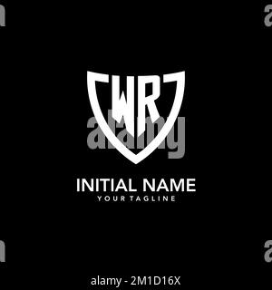 WR monogramme logo initial avec Clean Modern Shield icône design inspiration Illustration de Vecteur