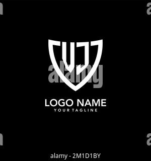 VJ monogramme logo initial avec Clean Modern Shield Icon design inspiration Illustration de Vecteur