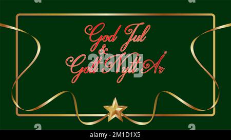 Texte suédois pour Joyeux Noël et bonne année (God Jul och Gott Nytt år. Dimension 16:9. Illustration vectorielle. Illustration de Vecteur