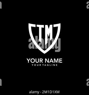 Logo initial du monogramme TM avec motif icône de bouclier moderne et épuré inspiré Illustration de Vecteur