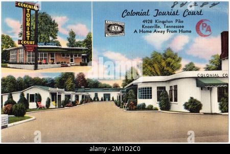 Colonial Tourist court, 4928 Kingston Pike, Knoxville, Tennessee, une maison loin de la maison , Motels, Tichnor Brothers Collection, cartes postales des États-Unis Banque D'Images