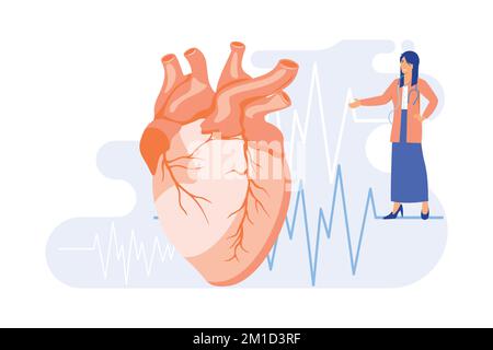 Clinique de cardiologie, service hospitalier. Cœur sain, prévention cardiovasculaire, élément de conception de l'idée de l'industrie de la santé. Électrocardiogramme, ECG fla Illustration de Vecteur