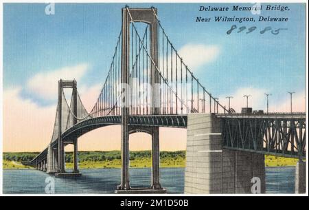 Delaware Memorial Bridge, près de Wilmington, Delaware , ponts, rivières, Tichnor Brothers Collection, cartes postales des États-Unis Banque D'Images