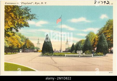 Entrée à 'Playland', Rye, N. Y. , parcs d'attractions, Collection Tichnor Brothers, Cartes postales des États-Unis Banque D'Images