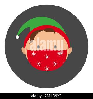 Elfe de Noël en masque facial. Icône vecteur. Illustration de Vecteur