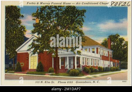 Forbis & Murray Funeral Home -- Chapelle climatisée, 515 N. Elm St., téléphone 8165. Greensboro, N. C. , morgues et mortuaires, Tichnor Brothers Collection, cartes postales des États-Unis Banque D'Images