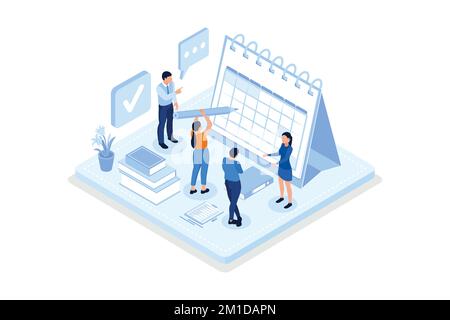 Concept de calendrier et de calendrier de planification. Peut être utilisé pour les bannières Web, les infographies, les images de héros, les illustrations vectorielles isométriques modernes Illustration de Vecteur