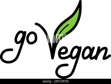 Illustration de texte vegan dessiné à la main, texte vectorisé en vert. Illustration de la calligraphie végétarienne Illustration de Vecteur