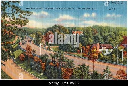 Grand Central Parkway, comté de Queens, long Island, N. Y. , routes, Tichnor Brothers Collection, cartes postales des États-Unis Banque D'Images