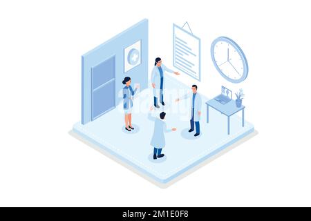 Différents caractères du personnel médical. Peut être utilisé pour les bannières Web, les infographies, les images de héros, les illustrations vectorielles isométriques modernes Illustration de Vecteur