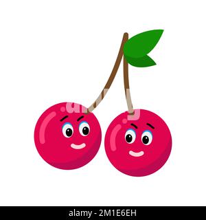Jolie et drôle de style comique personnage de cerise. Style comique mignon et amusant. Illustration de Vecteur