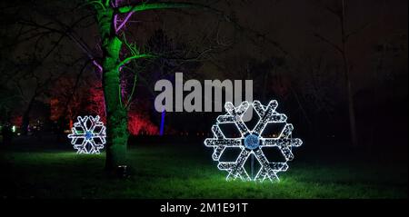 Illuminations de Noël aux jardins de Kew Banque D'Images