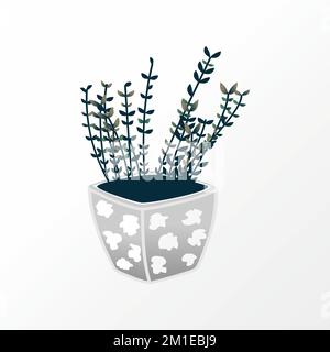 Plante de botanique ornementale en pot image graphique icône logo design abstrait concept vecteur stock. Peut être utilisé comme symbole lié à la nature ou à l'intérieur Illustration de Vecteur