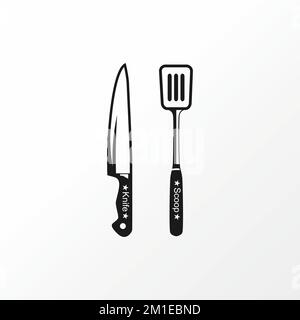Des outils de couteau et de pelle incroyables pour la cuisine image graphique icône logo design abstrait concept vecteur stock. Peut être utilisé comme symbole de cuisson. Illustration de Vecteur