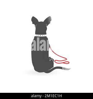 Chien artistique à l'arrière avec laisse image graphique icône logo design abstrait concept vecteur stock. Peut être utilisé comme symbole associé à un animal ou un animal de compagnie Illustration de Vecteur