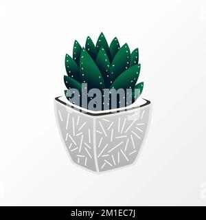 Plantes de cactus épineux en pot image graphique icône logo design abstrait concept vecteur stock. Peut être utilisé comme symbole lié à la nature ou à l'intérieur Illustration de Vecteur