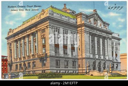 Palais de justice du comté d'Hudson, Jersey City, New Jersey , palais de justice, Collection des frères Tichnor, Cartes postales des États-Unis Banque D'Images